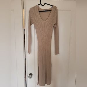 Asos Beige Bodycon Midi Dress Size 8